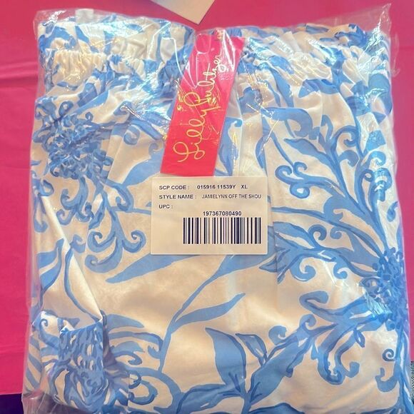 Lilly Pulitzer Jamielynn Off-The-Shoulder Dress Resort White Glisten in the Sun - Picture 5 of 5